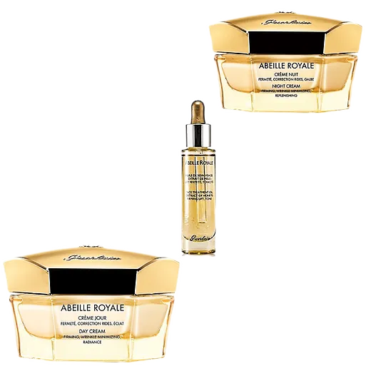 Tris Guerlain abelle royale day cream 50ml-night cream 50ml-face treatment oil 28 ml in Stile day cream 50ml -night cream 50ml-face treatment oil 28ml